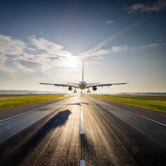 Fototapeta na wymiar an airplane taking off from the runway