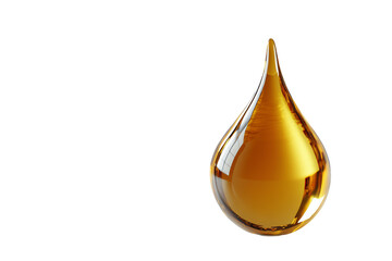 Golden Amber Oil Drop:  Isolated Macro Shot on White Background