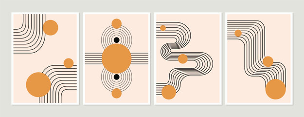 Abstract contemporary mid century art design set, modern minimalist art design. for art print, wall decor, book, covers, posters, flyers, magazines. ready to print