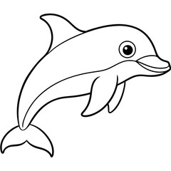 Fototapeta premium Dolphin cartoon silhoutte vector with white background 