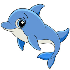 Naklejka premium Dolphin cartoon vector with white background 