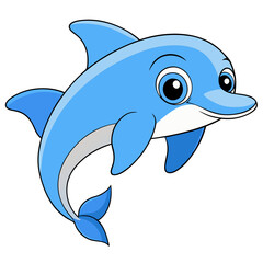 Naklejka premium Dolphin cartoon vector with white background 
