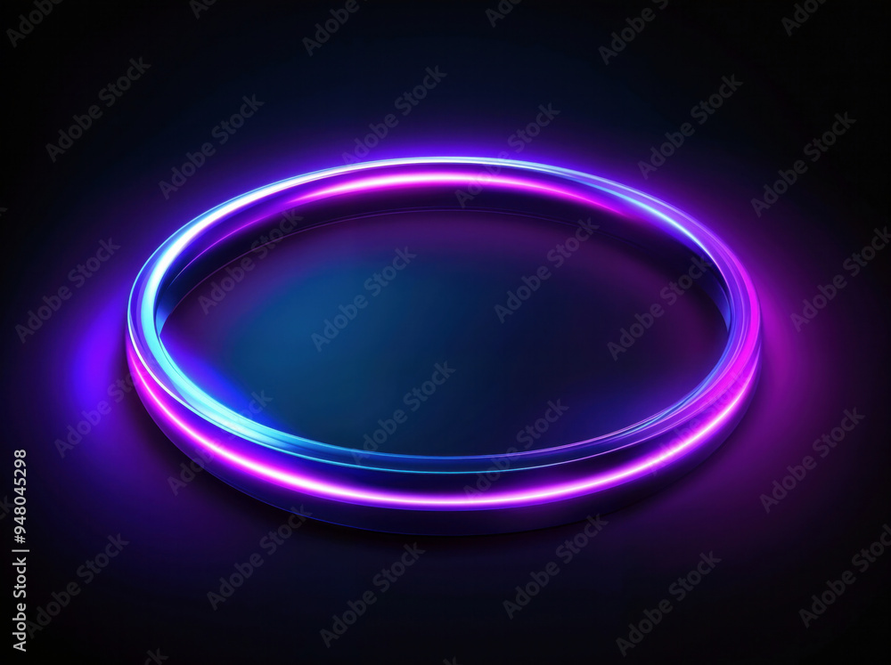 Poster neon circle is glowing on a dark background, creating a futuristic and vibrant atmosphere