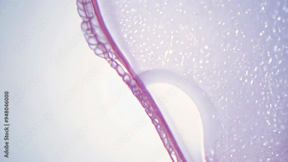 Poster exploring the intricate textures of clear gel on a subtle gradient background in a close-up shot