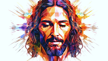 Close-Up Artistic Portrait of Jesus Christ face in Painting Style new beautiful stock image illustration AI