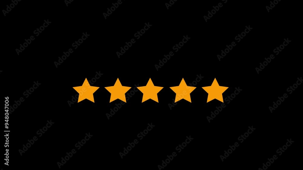 Poster gold five star shape on the background of the blackboard. 3d rendering of star rating symbols isolat