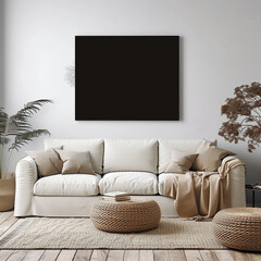 picture living sofa canvas furniture up contemporary indoor poster apartment floor photo room cosy chair image frame interior armchair mock blank studio paper retro vase home scandinavia