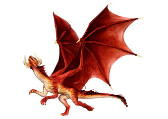 Naklejka premium 3D Rendering Fairy Tale Dragon on White