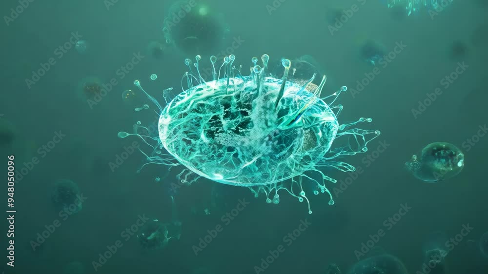 Poster exploring the intricate world of microorganisms in their natural habitat under a microscope in 2023