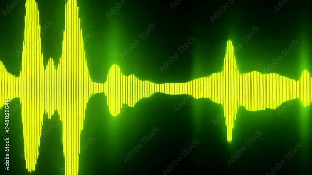 Poster exploring vibrant sound wave patterns in a digital art display during an evening light show