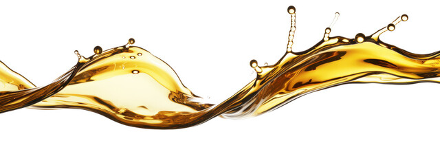 Cooking Olive pale yellow oil swirl splash isolated on clean png background, engine motor fuel oil for vehicles, liquid flowing in form of wave.