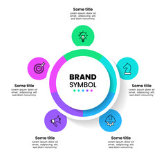 Infographic template. Circle with 5 steps and icons