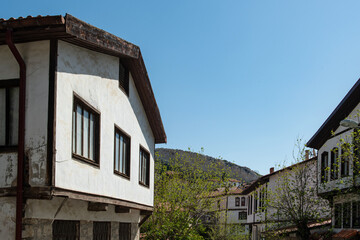 Historical Beypazarı district of Ankara. Magnificent historical buildings. Historical wooden and stone buildings from the Ottoman period in Beypazarı district. Beypazarı historical mansions.