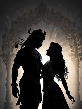  Lord Krishna and Radha Rani Silhoutte 