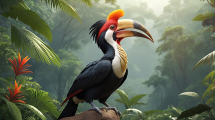 a hornbill in nature background