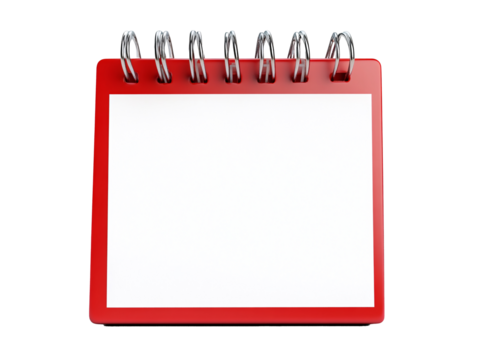 a red spiral notebook with a white blank page