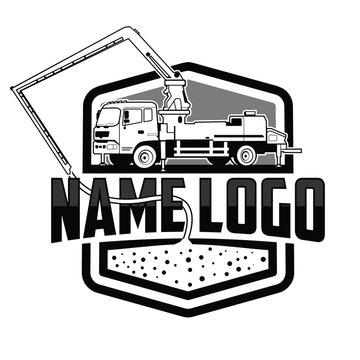 Concrete pump truck illustration logo vector. Concrete pump truck logo with masculine style design