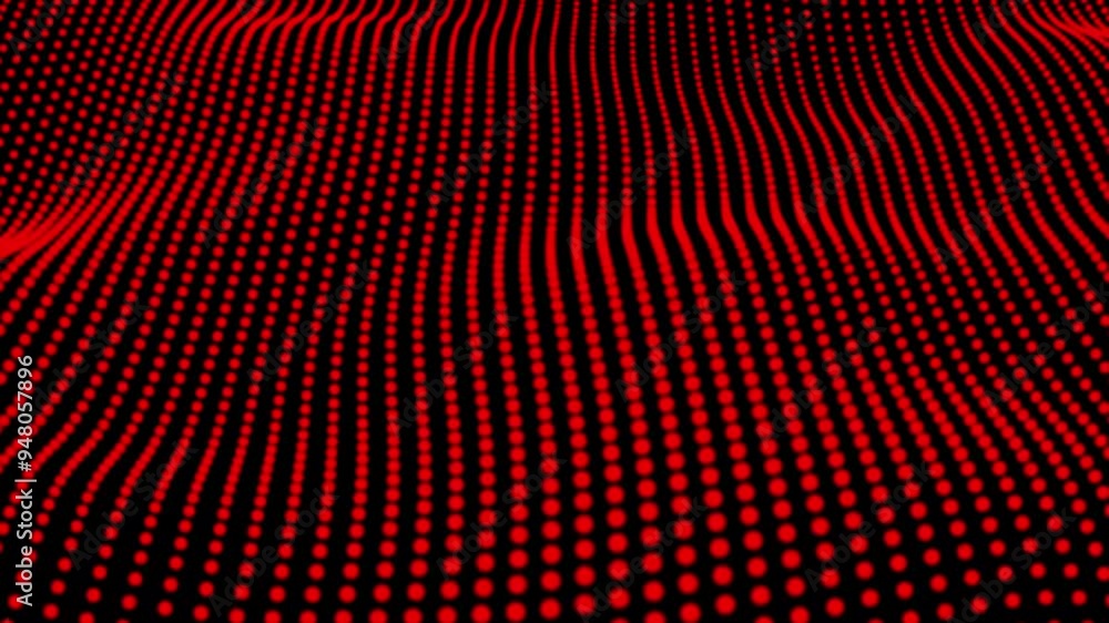 Poster 3d illustration. abstract red lights wave. electricity in geometric form. points that form patterns 