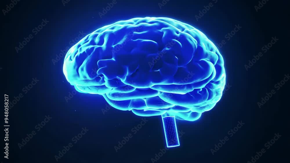 Poster exploring the functions of the human brain through detailed animations in 3d technology