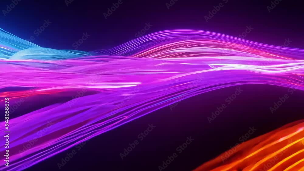 Poster glowing abstract light trails create a captivating visual experience in a dark setting at night