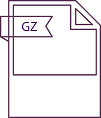 GZ File format icon black outline and light color text