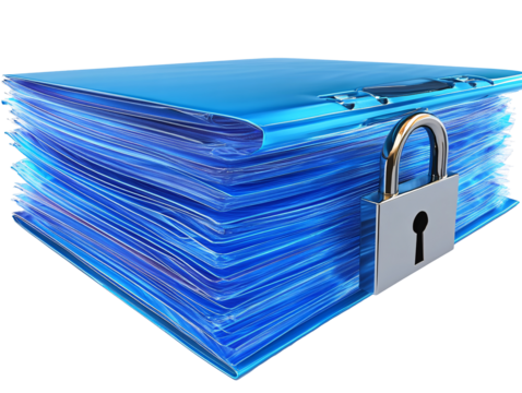 a stack of files with a lock