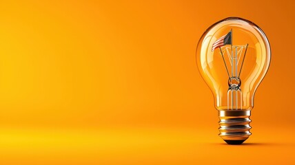 A glowing light bulb stands prominently against a vibrant orange background, symbolizing creativity and new ideas.
