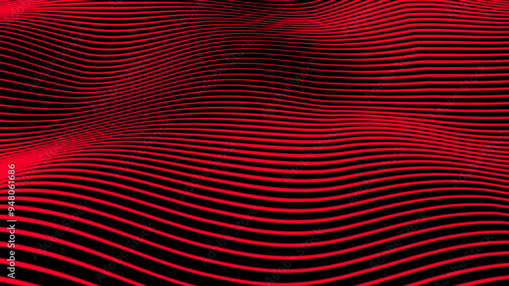 Poster red abstract dotten wave background and red ball.motion modern animation. texture of dots pattern. d