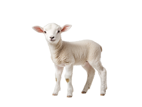 a small white lamb standing