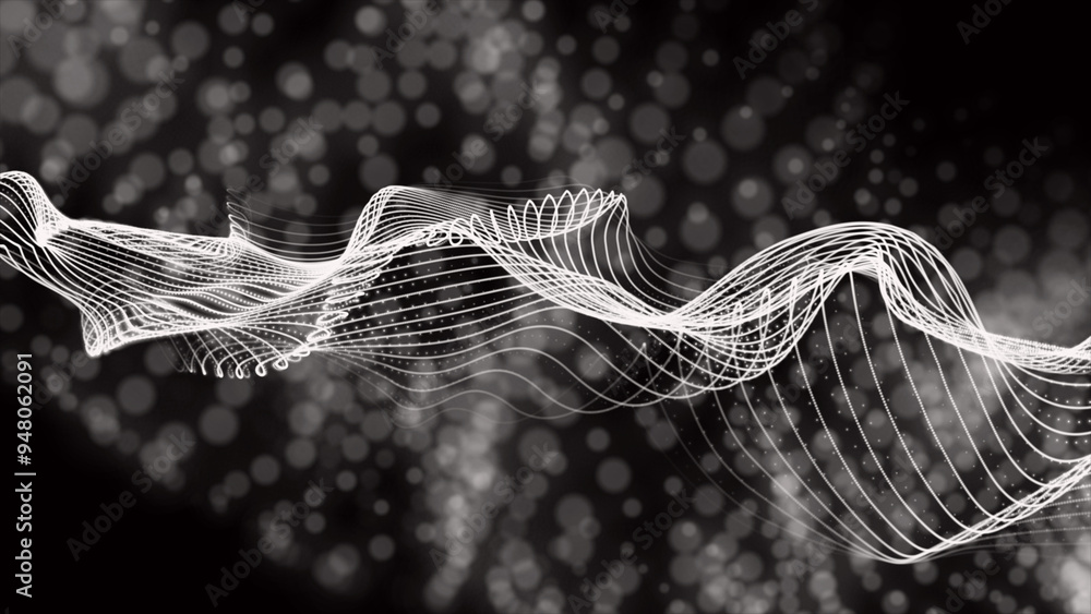 Poster white color futuristic point wave. abstract background with a dynamic wave. data technology illustra