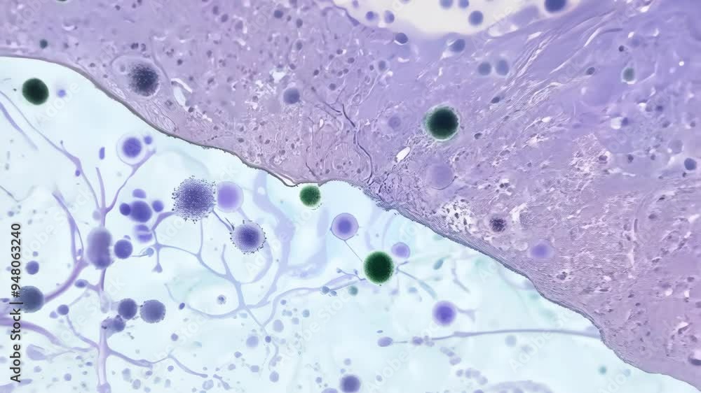 Poster exploring microscopic structures of nervous tissue in a laboratory setting
