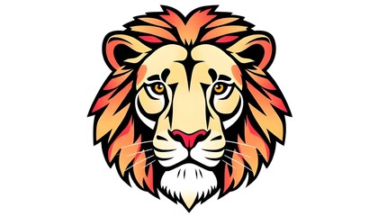 Obraz premium Lion face icon drawing isolated on a white background