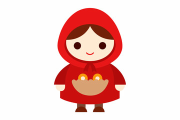 Adorable Little Red Riding Hood Vector Illustration Clipart