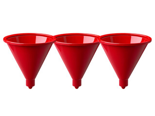 a row of red funnels