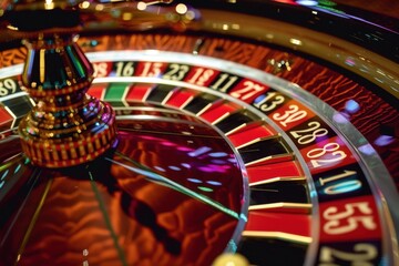 Playing roulette at the casino Close-up on a roulette at the casino - entertainment concepts