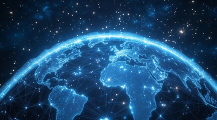 Global Network Connectivity Concept with Earth and Stars