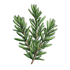 Fototapeta premium Hand-drawn illustration of fresh rosemary sprigs.