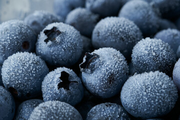 Frozen blueberries background closeup  