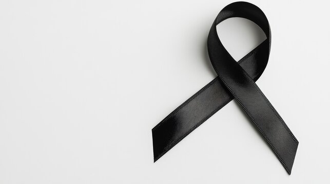 A black awareness ribbon loop on a white background, symbolizing remembrance and solidarity