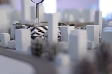 3D City Building Futuristic Architecture Model Background, White Gray, Future Cityscape