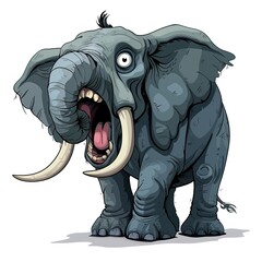 Obraz premium Elephant Fear emotion fantasy animal cartoon isolated whitebackground