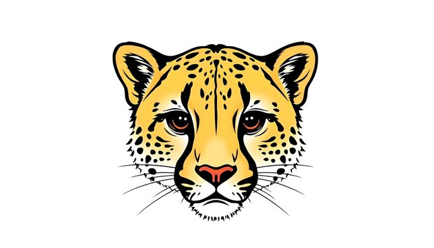 Cheetah face icon drawing isolated on a white background