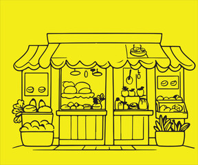 food store background with a black line