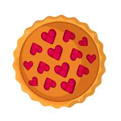 Cute Vector Berry Pie with Heart-Shaped Crust