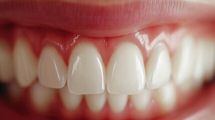 Obraz premium A close-up of perfectly aligned, white teeth smiling confidently, showing off good dental health and care