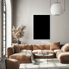 living room picture identity portfolio couch living sofa canvas comfortable furniture up contemporary poster apartment floor photo room graphic chair image frame interior mock blank stud