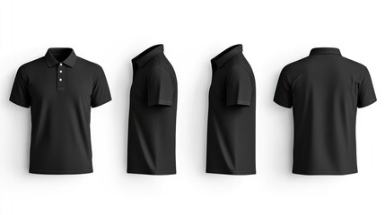 Black Polo Shirt Mockup with Multiple Views