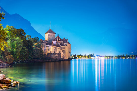 Chillon Castle on Lake Geneva, Switzerland
