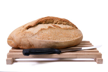 Traditional white flour bread made in a wood oven