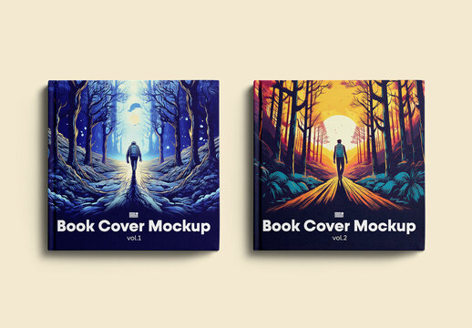 Square Book Cover Mockups